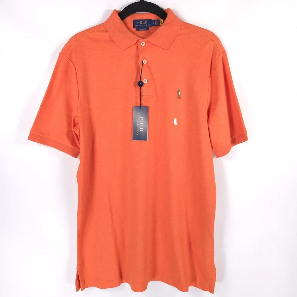 NWT POLO RALPH LAUREN Orange M CLASSIC FIT 100% SOFT COTTON‎ Polo Shirt SMALL